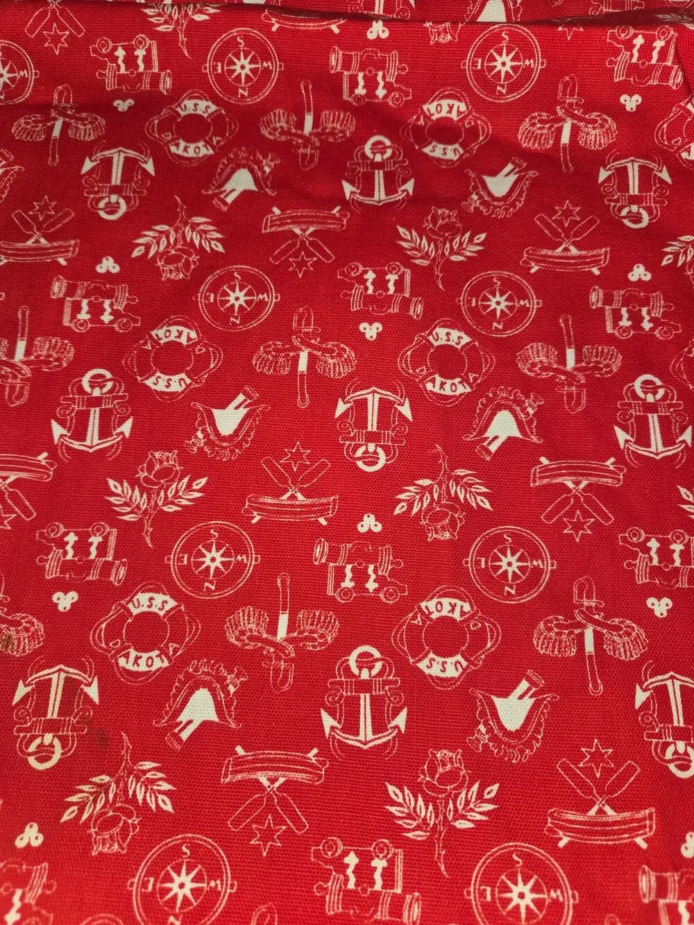 Marcus Brothers Nautical Fabric Red White Anchor 106